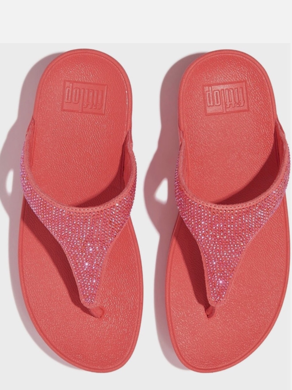 FitFlop Lulu Crystal Embellished Toe-Post Sandals Pink size 9